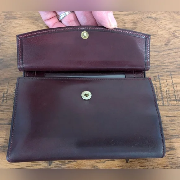 Vtg 80/90's Gary's Leather Brown Bifold Wallet Genuine Calf Leather Kiss Lock - Picture 8 of 14